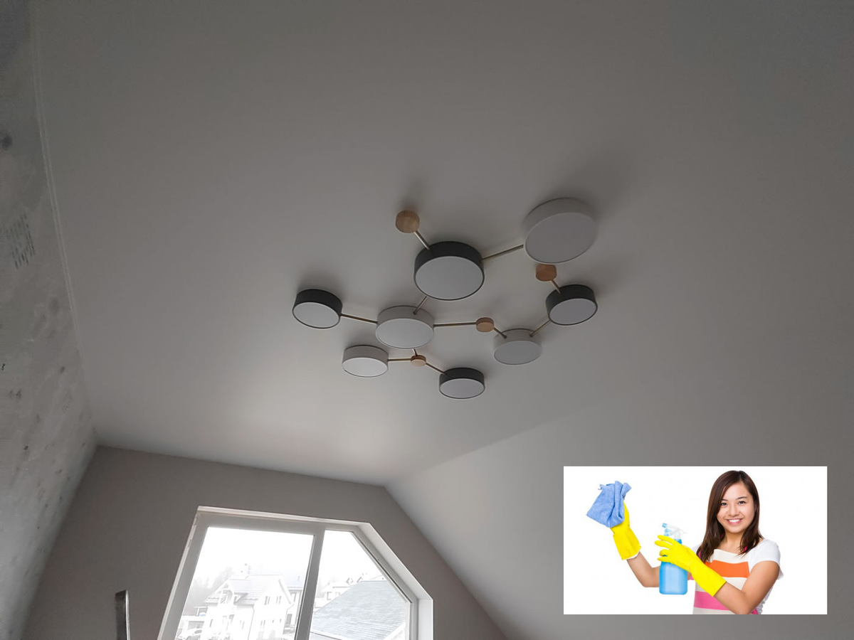 Шаг за шагом к чистоте натяжного потолка