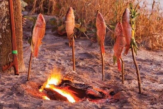 Приготовление речной рыбы "на рожне"