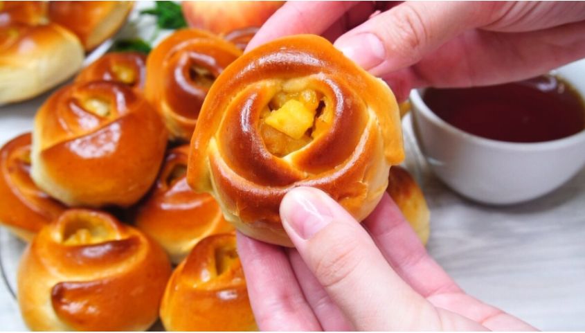 Нежные булочки «розочки» с богатой начинкой