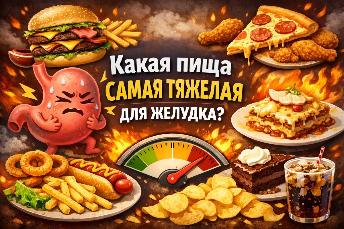 Какая пища тяжелее всего действует на желудок и как это заметно на практике